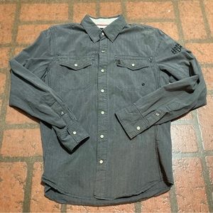 Harley Davidson Women Medium Gray Military Pearl Snap 2013 Skull 1 Button Pin